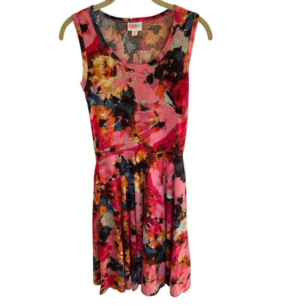 LuLaRoe Women's Nicki Dress Floral Size XS Spring Summer Sleeveless Pockets - Picture 3 of 5